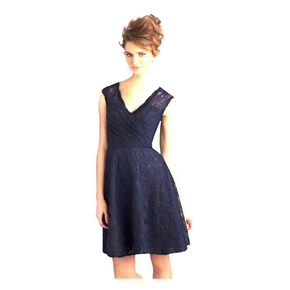 Mori Lee Lacy Sleeveless Faux Wrap Dress